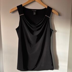 WHBM Black Draped Sleeveless Top